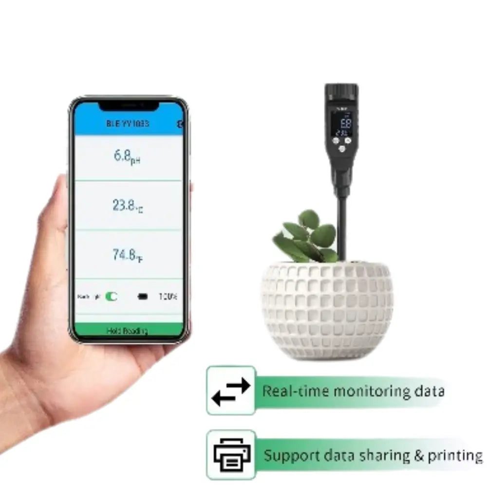 Smart Bluetooth Soil pH Meter 0–14 for Plants & Hydroponics - Soil Meter - HBC