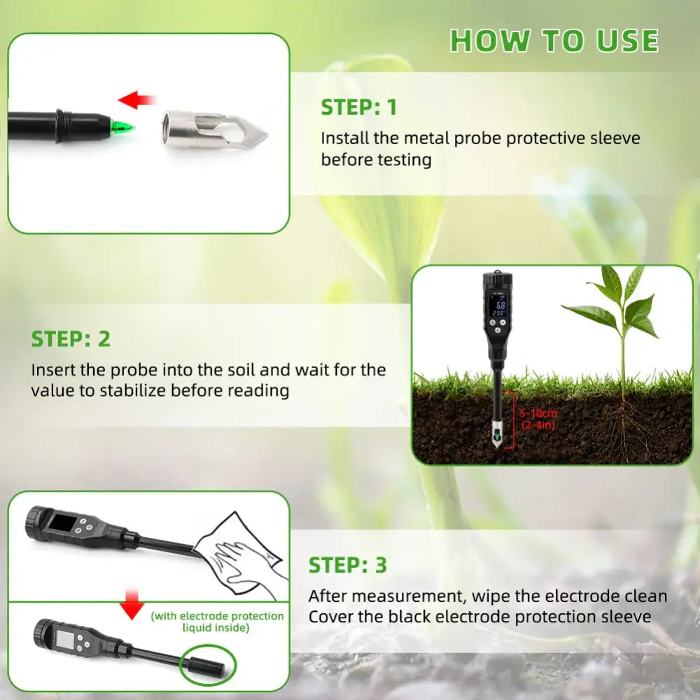Smart Bluetooth Soil pH Meter 0–14 for Plants & Hydroponics - Soil Meter - HBC