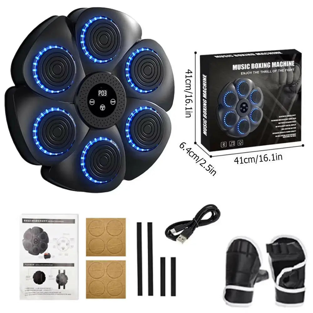 Smart Bluetooth Wall-Mounted Boxing Trainer with Music Integration for Home and Gym Use - Black
