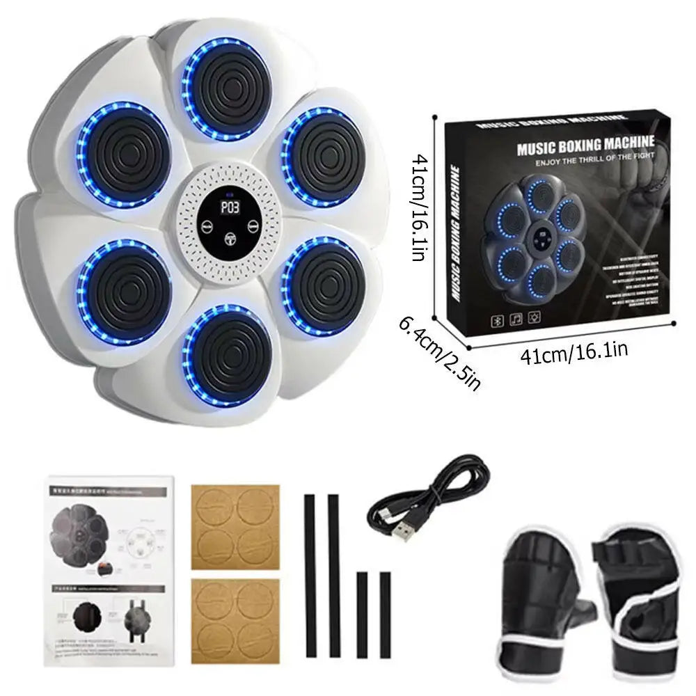 Smart Bluetooth Wall-Mounted Boxing Trainer with Music Integration for Home and Gym Use - White