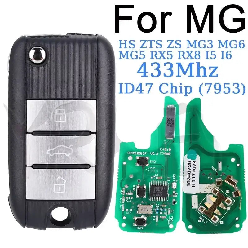 Smart Remote Key for MG HS ZTS ZS MG3 MG6 MG5 RX5 RX8 I5 I6 Flip Folding Key Case 433Mhz with ID47 Chip (7953) Car Key
