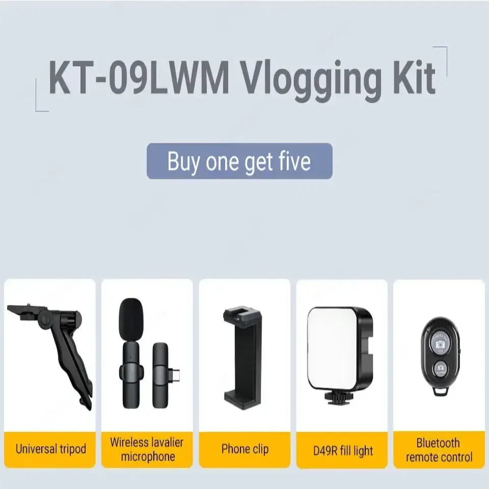Smartphone Video Kit with Mic LED Light & Tripod (2 types available) - 9eight5
