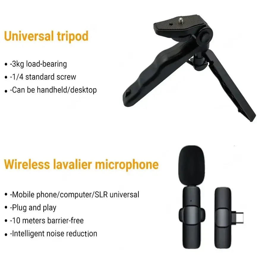 Smartphone Video Kit with Mic LED Light & Tripod (2 types available) - 9eight5