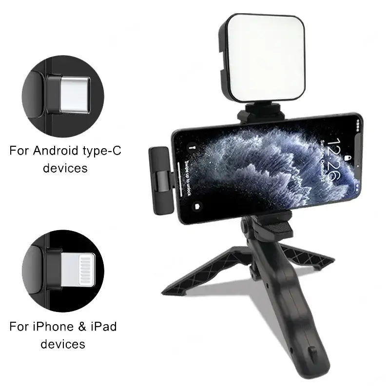 Smartphone Video Kit with Mic LED Light & Tripod (2 types available) - 9eight5