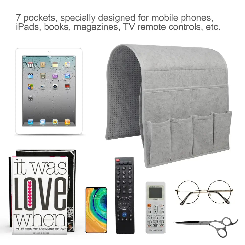 Sofa Armrest Organizer Non Slip Recliner Organizer with 7 Pockets Sofa Arm Chair Caddie for TV Remote Phone Magazine