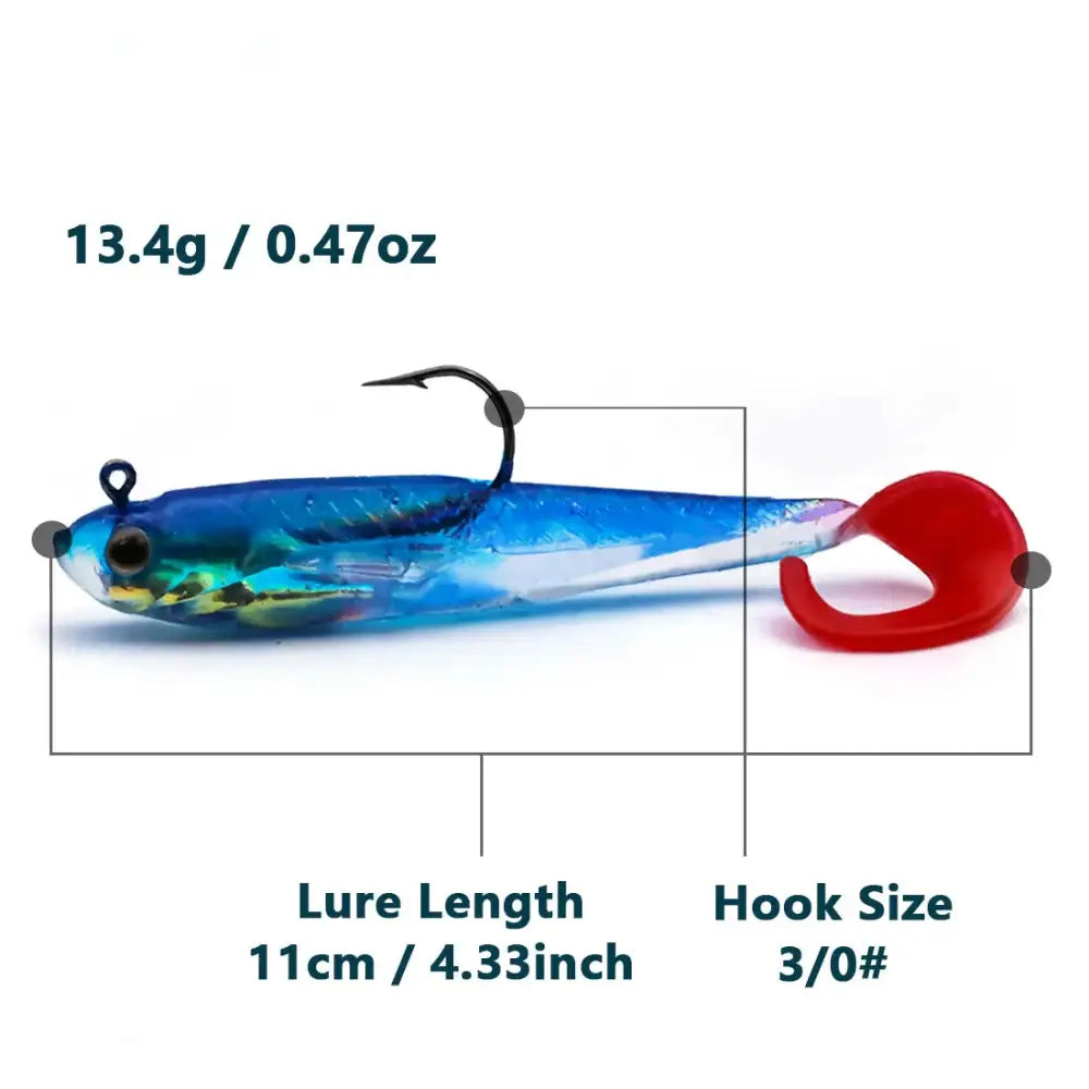 Soft Fishing Lures with Lead Head Jigs – Bass & Trout (Several quantities and colours available) - 3Pcs-Blue 11cm - SS