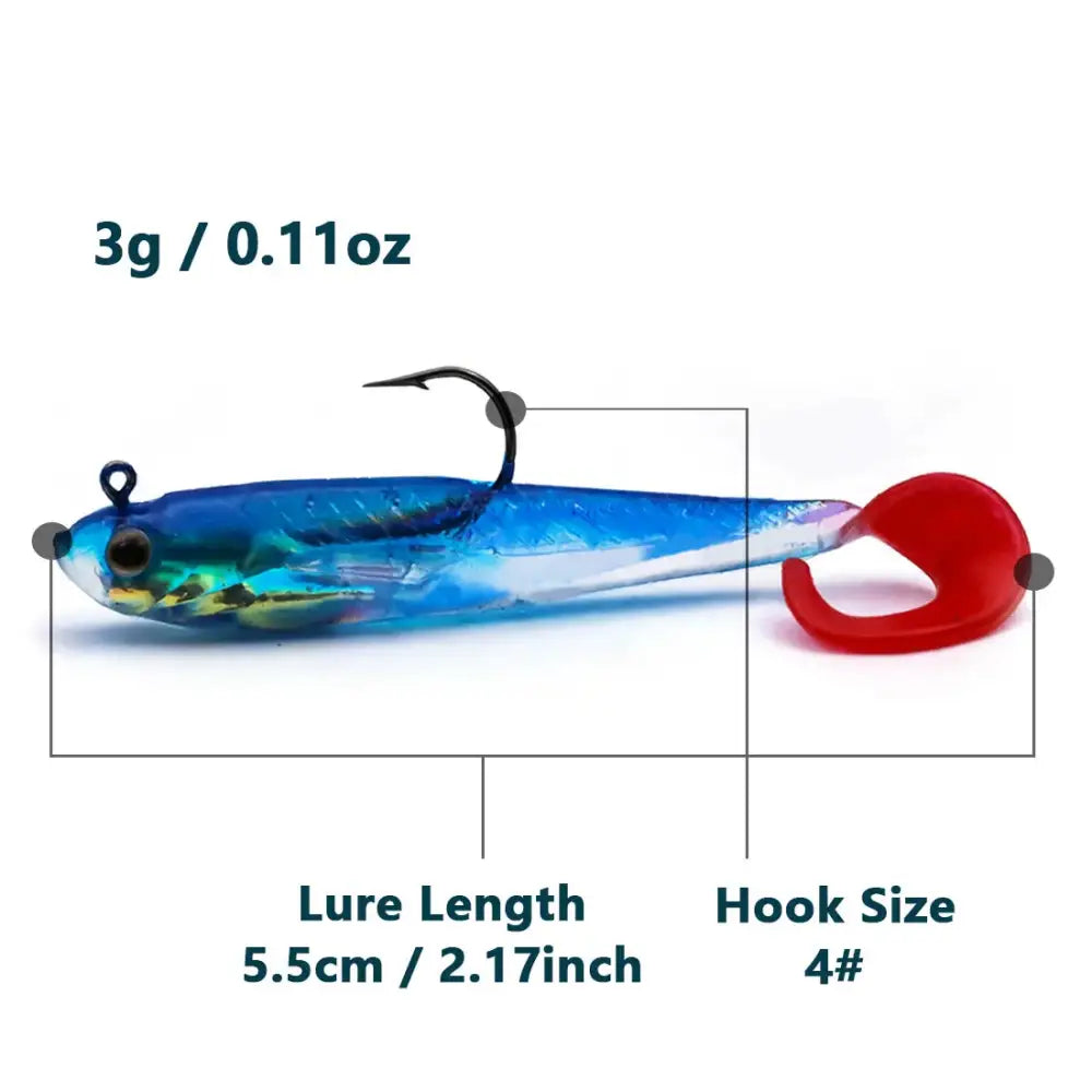 Soft Fishing Lures with Lead Head Jigs – Bass & Trout (Several quantities and colours available) - 3Pcs-Blue 5.5cm - SS