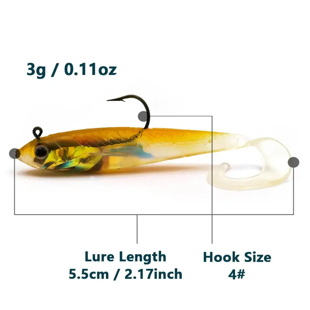 Soft Fishing Lures with Lead Head Jigs – Bass & Trout (Several quantities and colours available) - 3Pcs-Yellow 5.5cm