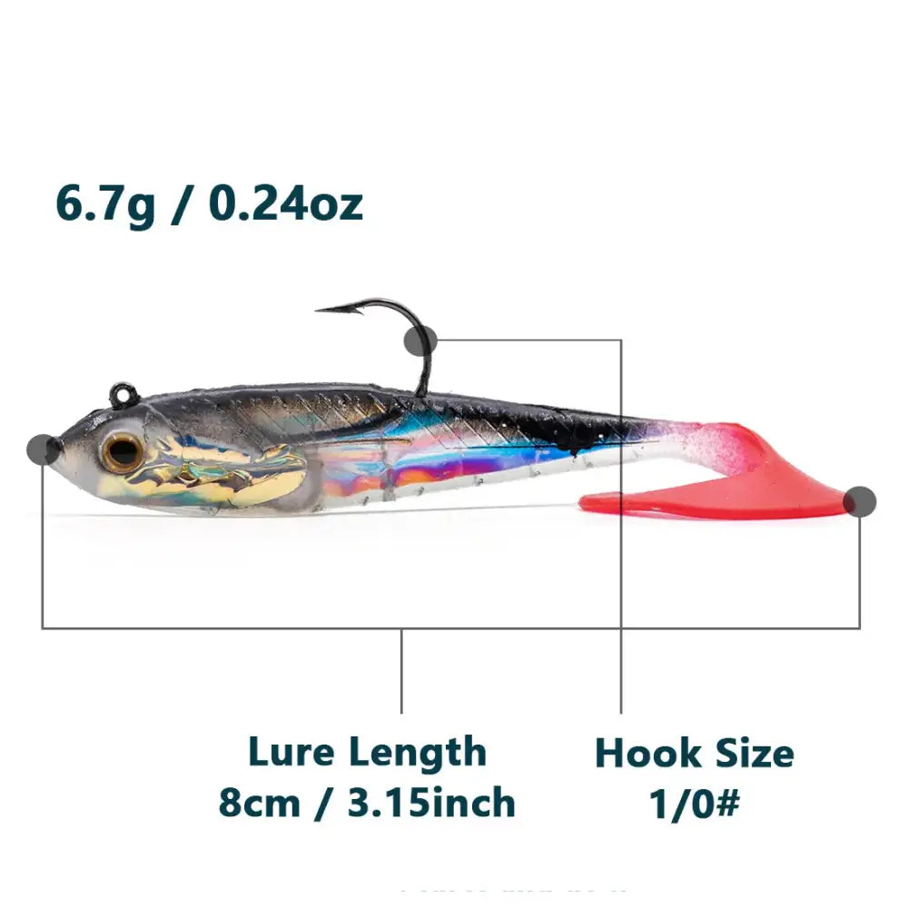 Soft Fishing Lures with Lead Head Jigs – Bass & Trout (Several quantities and colours available) - 3Pcs-Black 8cm - SS