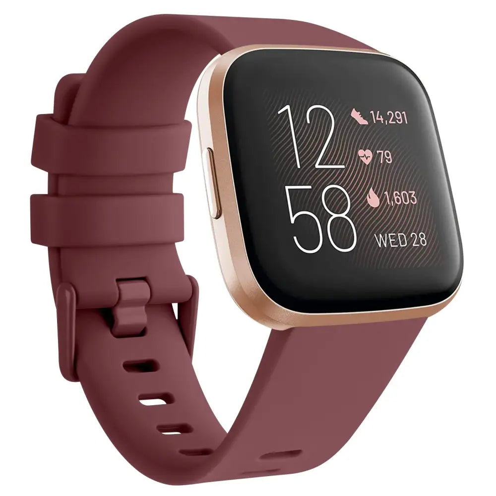 Soft Silicone Sport Band for the Fitbit Versa Lite (available in 26 colours) - Wine Red / Large / Fitbit Versa Lite