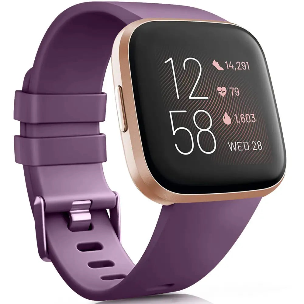 Soft Silicone Sport Band for the Fitbit Versa SE (available in 26 colours) - Purple / Large / Fitbit Versa SE - TWS