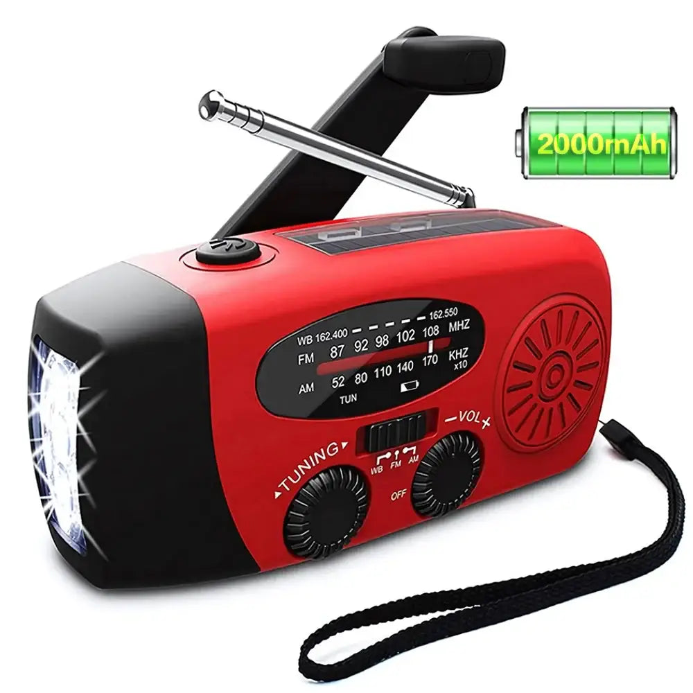 Solar Hand Crank Emergency Radio & Power Bank - Black - SS