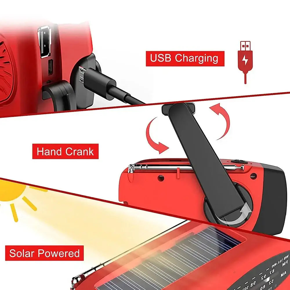 Solar Hand Crank Emergency Radio & Power Bank - SS