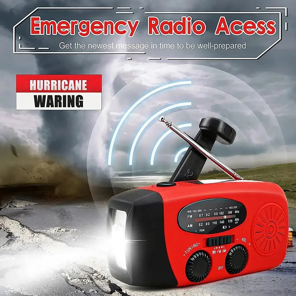Solar Hand Crank Emergency Radio & Power Bank - SS