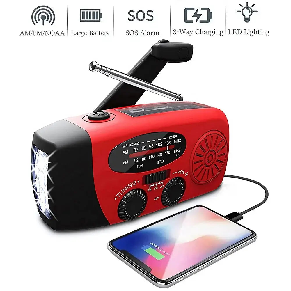 Solar Hand Crank Emergency Radio & Power Bank - SS