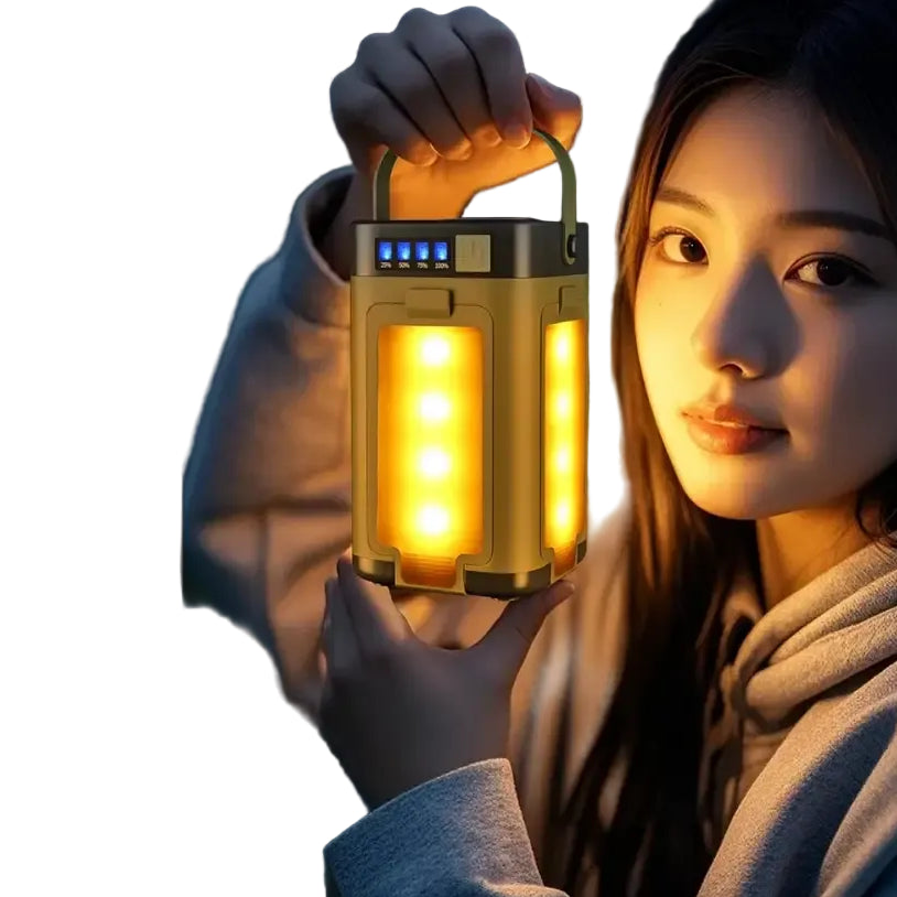 Solar Outdoor Portable Camping Light Solar Charging Foldable 2000mah Power Bank Intelligent Display Portable Hanging