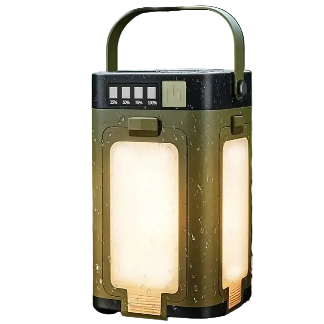 Solar Outdoor Portable Camping Light Solar Charging Foldable 2000mah Power Bank Intelligent Display Portable Hanging
