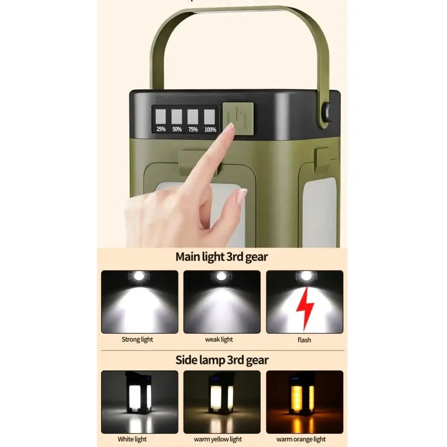Solar Outdoor Portable Camping Light Solar Charging Foldable 2000mah Power Bank Intelligent Display Portable Hanging