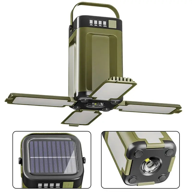 Solar Outdoor Portable Camping Light Solar Charging Foldable 2000mah Power Bank Intelligent Display Portable Hanging