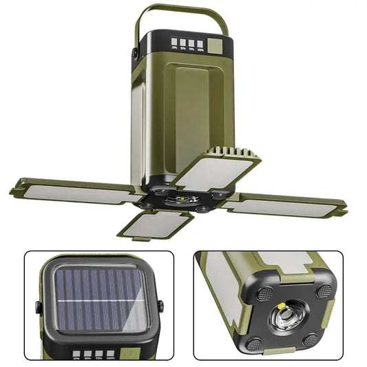 Solar Outdoor Portable Camping Light Solar Charging Foldable 2000mah Power Bank Intelligent Display Portable Hanging