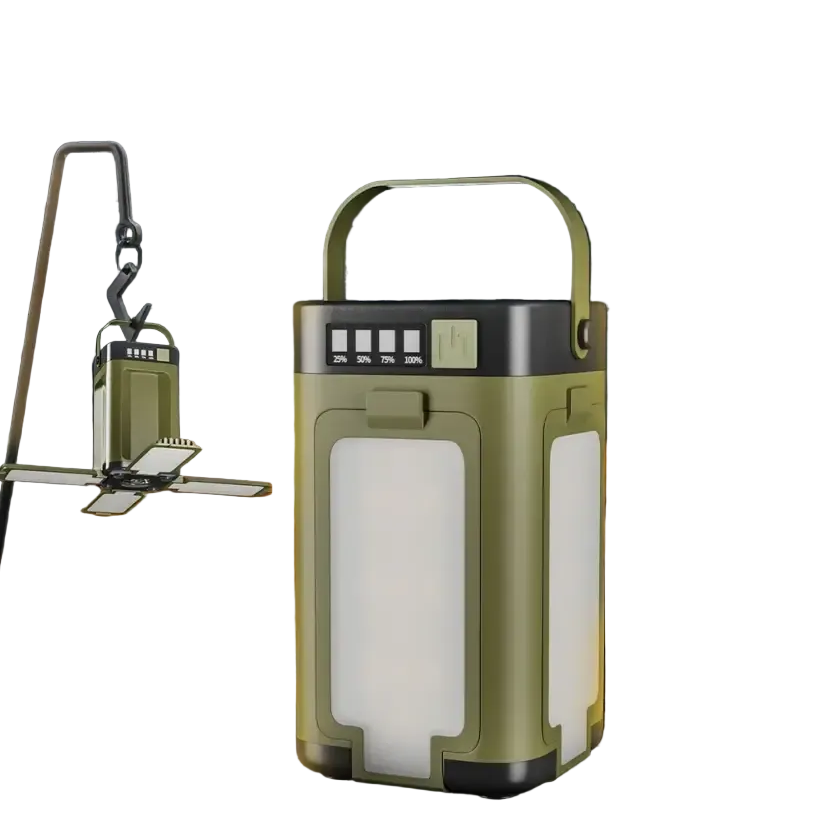 Solar Outdoor Portable Camping Light Solar Charging Foldable 2000mah Power Bank Intelligent Display Portable Hanging