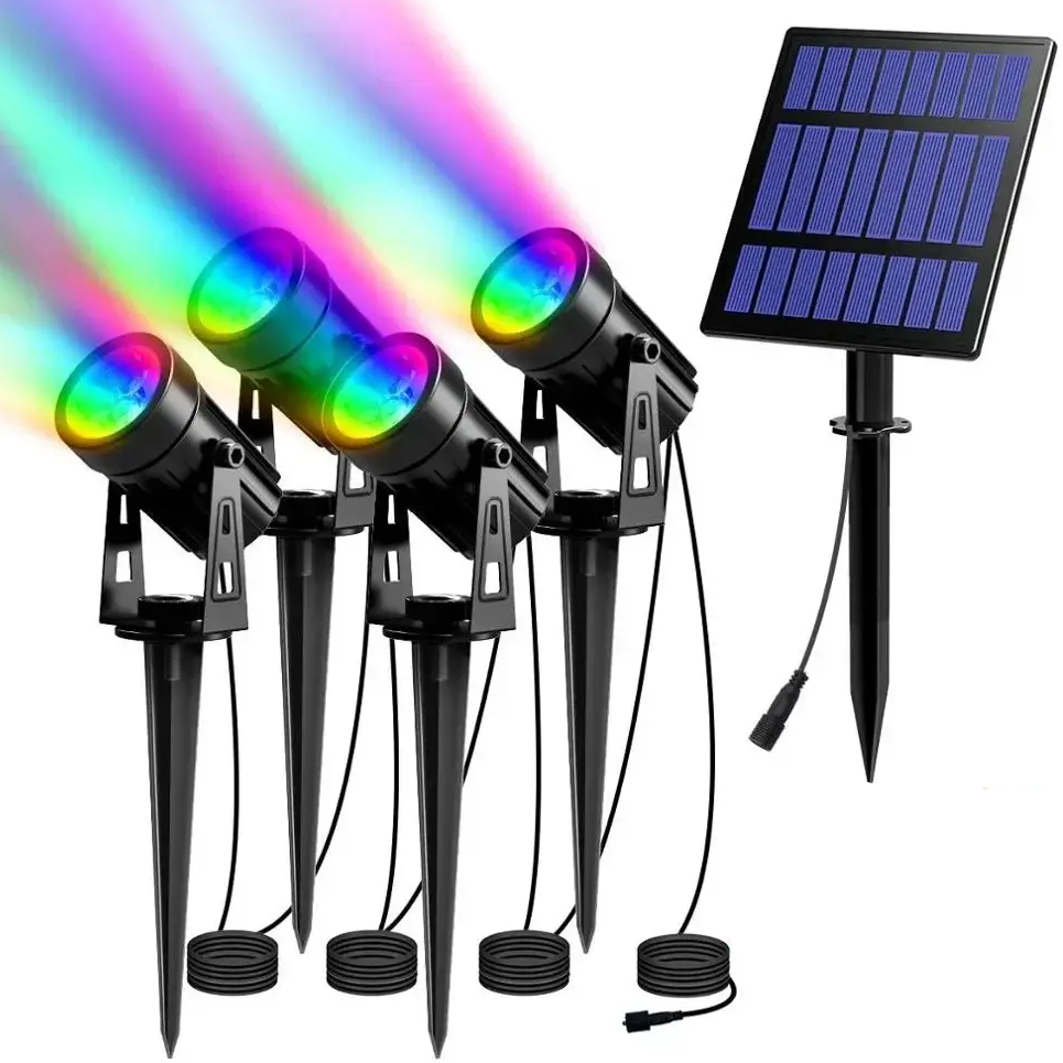 Solar Powered Spotlight IP65 Solar LED Light Outdoor Landscape Yard Garden Tree Separately Lamp Aluminum Anti Rust