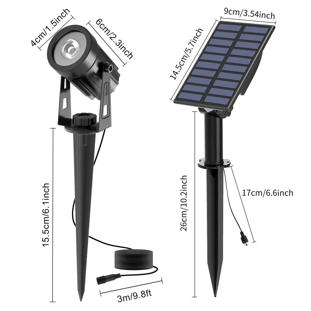 Solar Powered Spotlight IP65 Solar LED Light Outdoor Landscape Yard Garden Tree Separately Lamp Aluminum Anti Rust