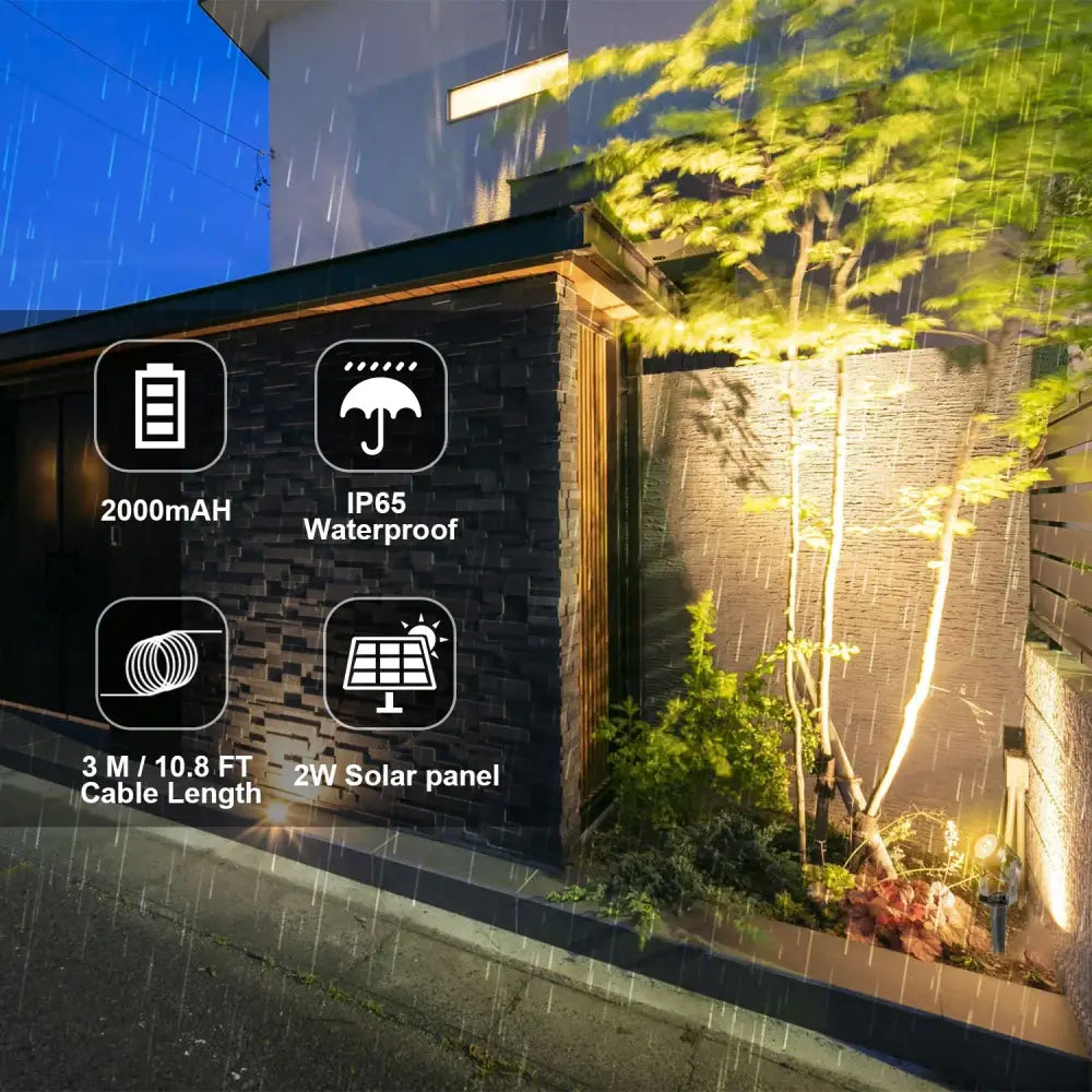 Solar Powered Spotlight IP65 Solar LED Light Outdoor Landscape Yard Garden Tree Separately Lamp Aluminum Anti Rust
