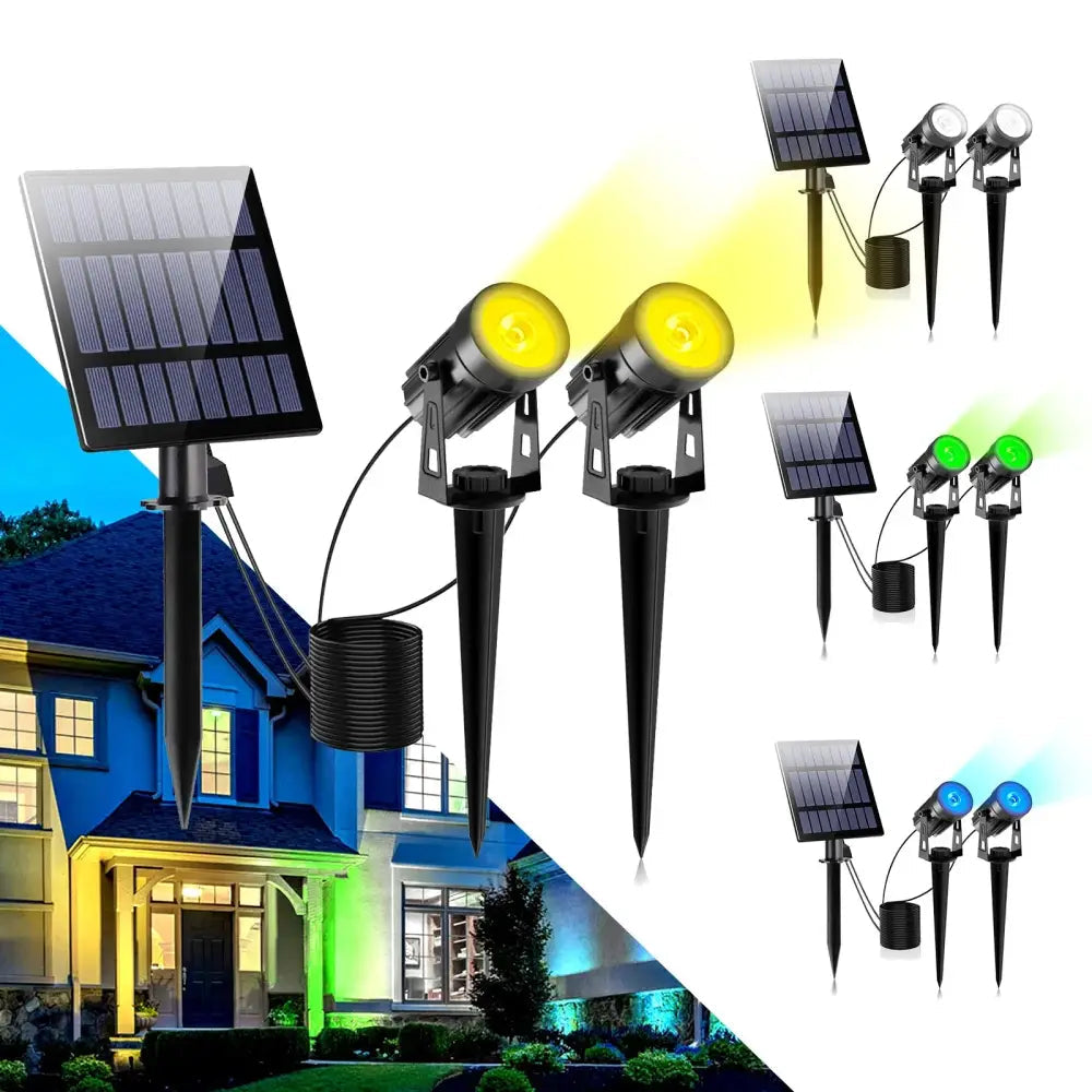 Solar Powered Spotlight IP65 Solar LED Light Outdoor Landscape Yard Garden Tree Separately Lamp Aluminum Anti Rust