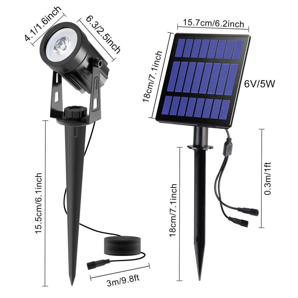 Solar Powered Spotlight IP65 Solar LED Light Outdoor Landscape Yard Garden Tree Separately Lamp Aluminum Anti Rust