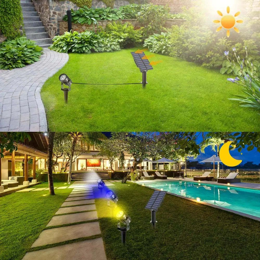 Solar Powered Spotlight IP65 Solar LED Light Outdoor Landscape Yard Garden Tree Separately Lamp Aluminum Anti Rust