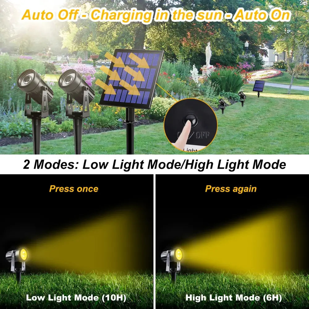 Solar Powered Spotlight IP65 Solar LED Light Outdoor Landscape Yard Garden Tree Separately Lamp Aluminum Anti Rust