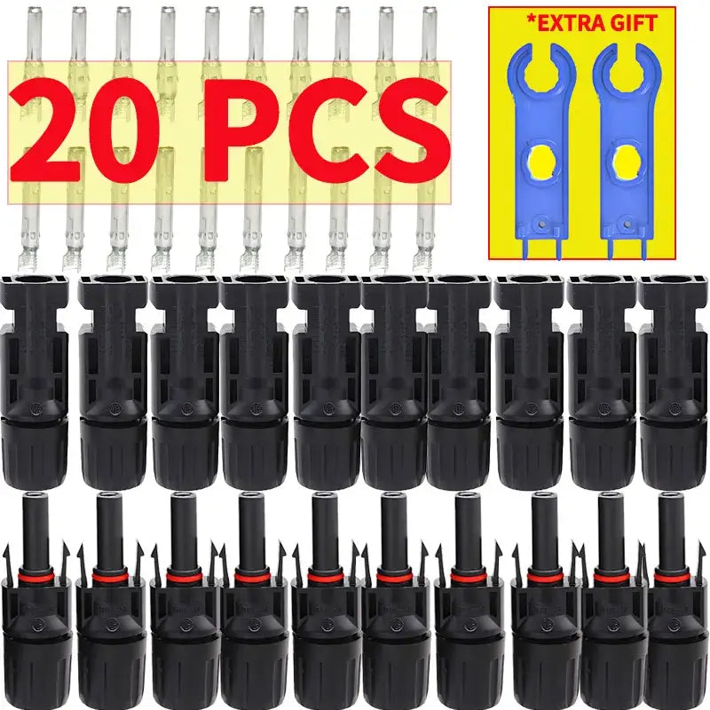Solar PV Panel Crimping Tool Kit (AWG 14–10 2.5/4/6mm²) - 20pcs (10pairs) / Crimping Tool Kit - HBC