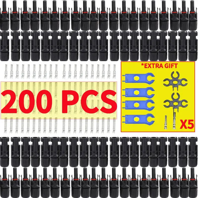 Solar PV Panel Crimping Tool Kit (AWG 14–10 2.5/4/6mm²) - 400pcs (200pairs) / Crimping Tool Kit - HBC