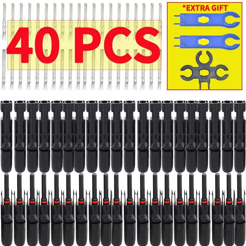 Solar PV Panel Crimping Tool Kit (AWG 14–10 2.5/4/6mm²) - 40pcs (20pairs) / Crimping Tool Kit - HBC