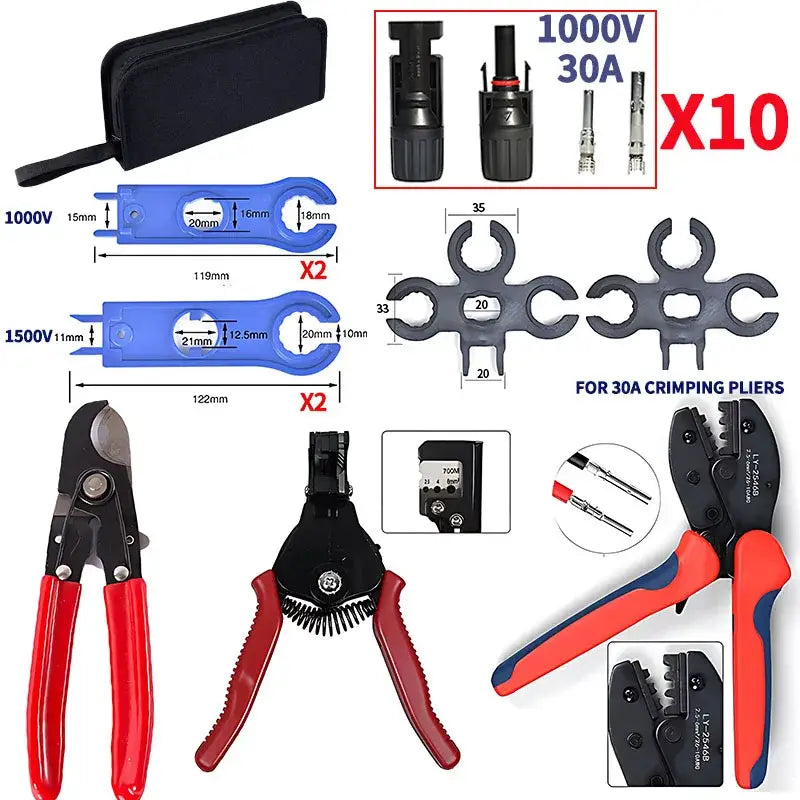 Solar PV Panel Crimping Tool Kit (AWG 14–10 2.5/4/6mm²) - A kit / Crimping Tool Kit - HBC