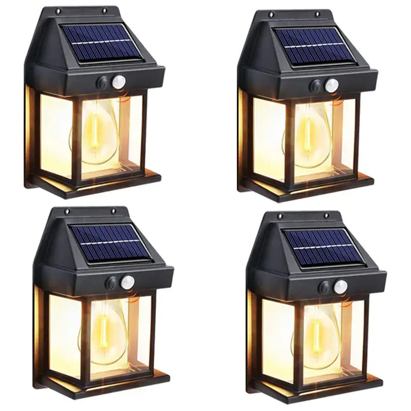 Solar Waterproof Outdoor LED Wall Light with Motion Sensor - 4Pcs - SS