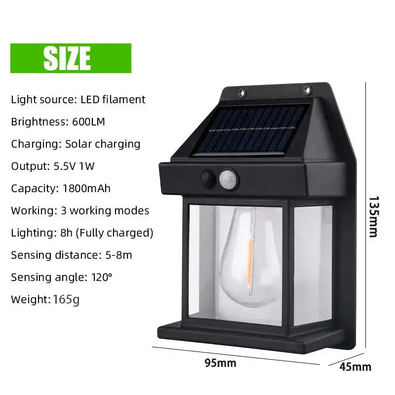 Solar Waterproof Outdoor LED Wall Light with Motion Sensor - SS
