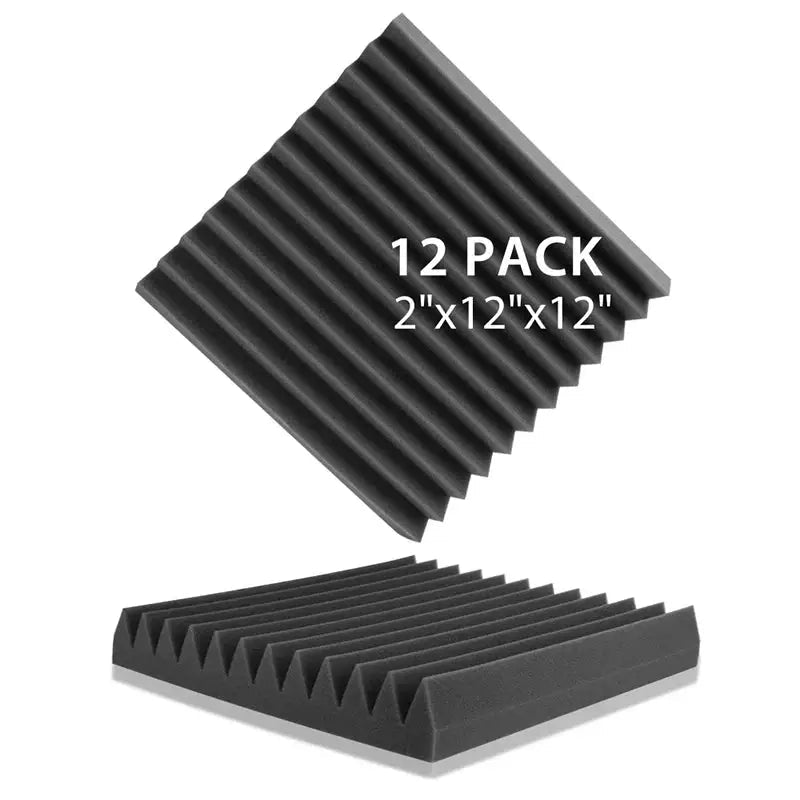 Soundproofing Foam Panels (12-Pack) (8 colours available) - Black / 5cm Thick|Medium Density - SS