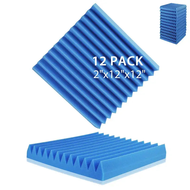 Soundproofing Foam Panels (12-Pack) (8 colours available) - Blue / 5cm Thick|Medium Density - SS