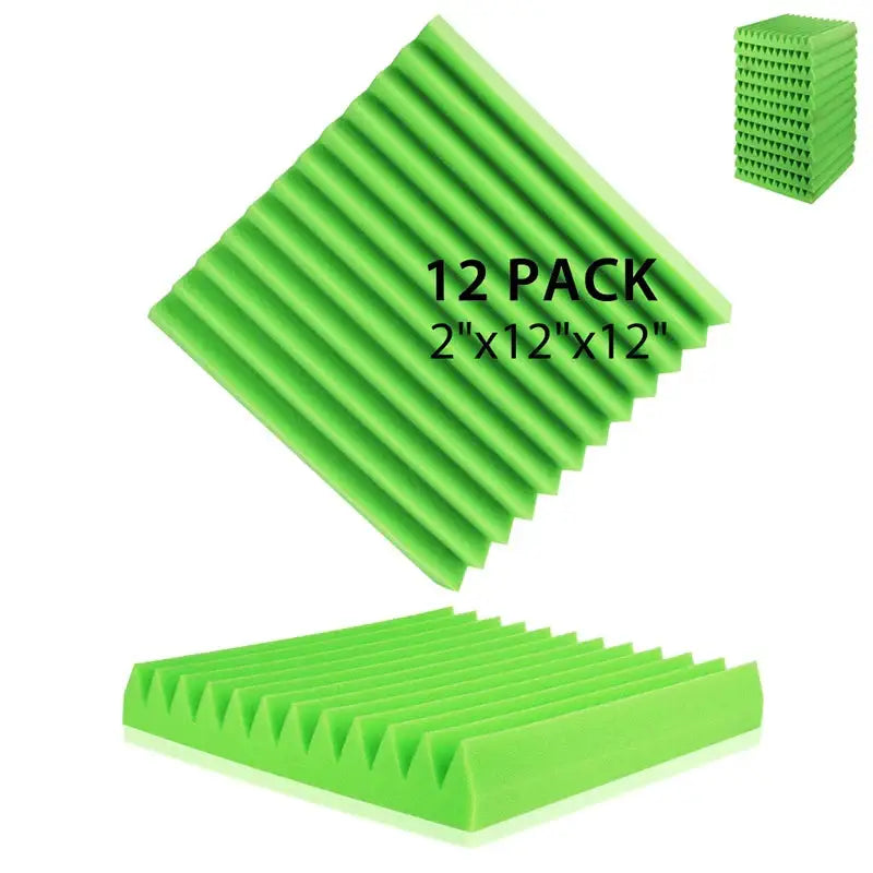 Soundproofing Foam Panels (12-Pack) (8 colours available) - Green / 5cm Thick|Medium Density - SS