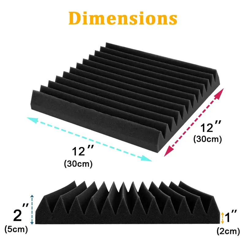 Soundproofing Foam Panels (12-Pack) (8 colours available) - SS