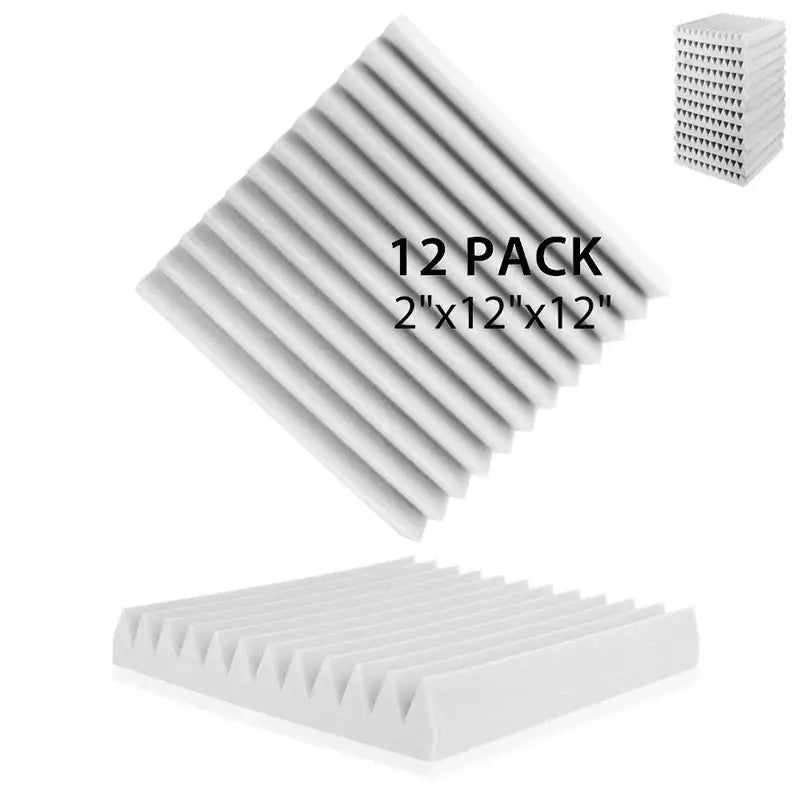 Soundproofing Foam Panels (12-Pack) (8 colours available) - White / 5cm Thick|Medium Density - SS