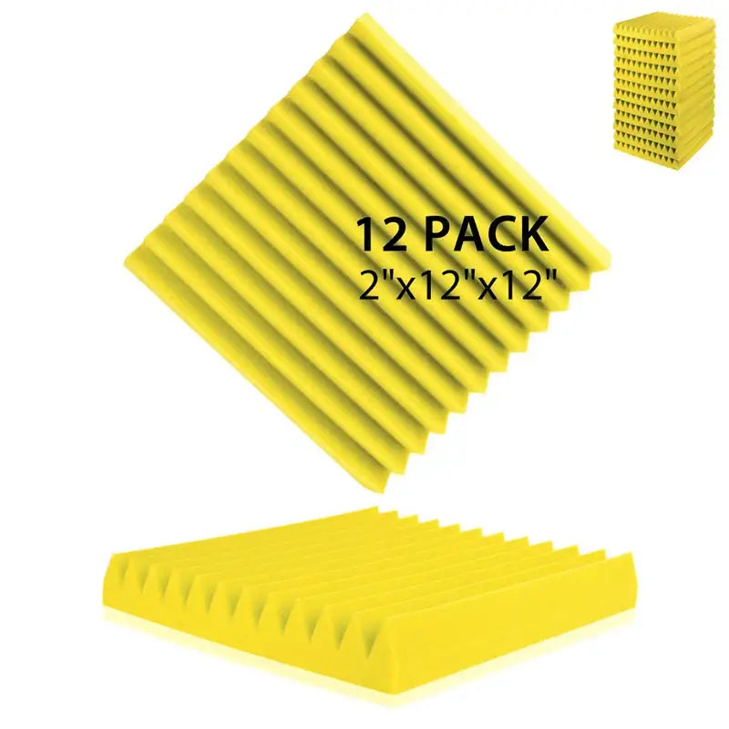 Soundproofing Foam Panels (12-Pack) (8 colours available) - Yellow / 5cm Thick|Medium Density - SS