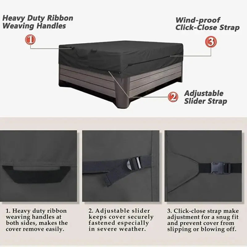 SPA Hot Tub Dust Cover – Square Outdoor Pool & Jacuzzi Cover (different sizes available) - SS