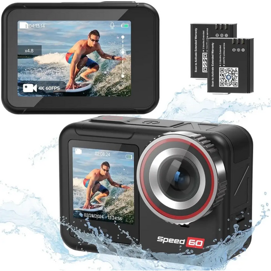 Speed 60 Waterproof Underwater Camera - 4K 60FPS Action Camera with 2.35-Inch Touch Screen EIS Stabilization HDR 8X