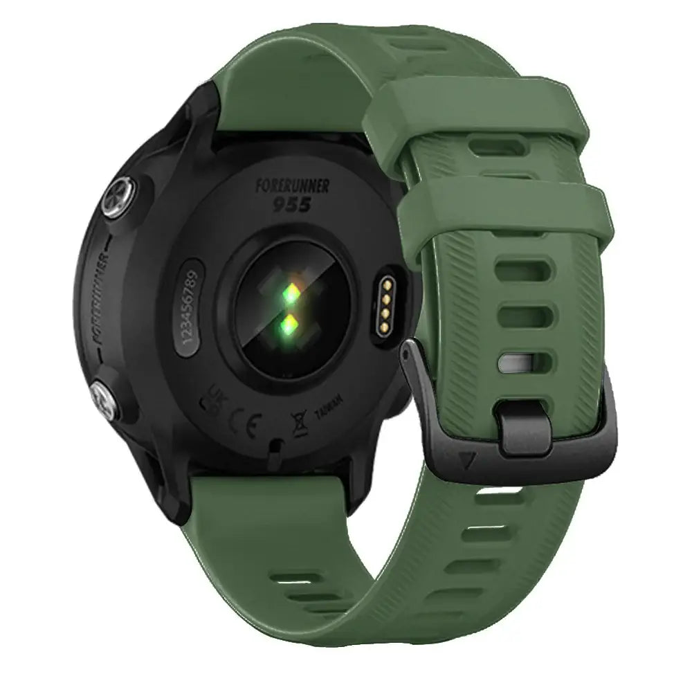 Sports Silicone Strap for the Garmin Forerunner Series - 22mm (10 different colours available) - Army Green