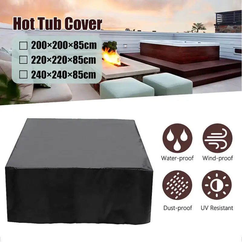 Square Hot Tub Cover – Waterproof Anti-UV Protector for Outdoor Spa (4 colours available) - SS