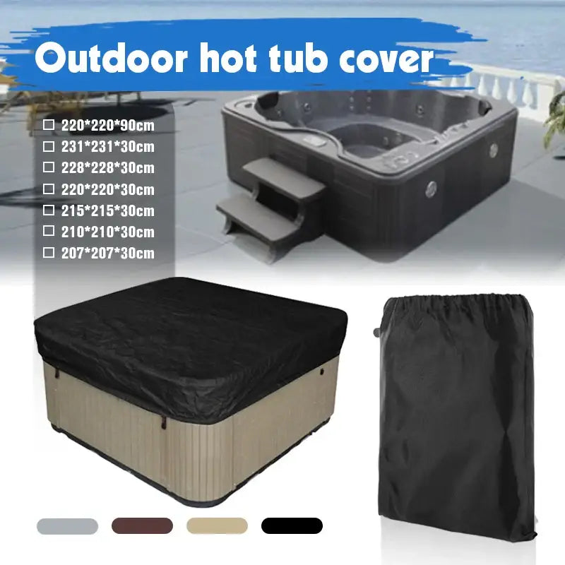 Square Hot Tub Cover – Waterproof Anti-UV Protector for Outdoor Spa (4 colours available) - SS