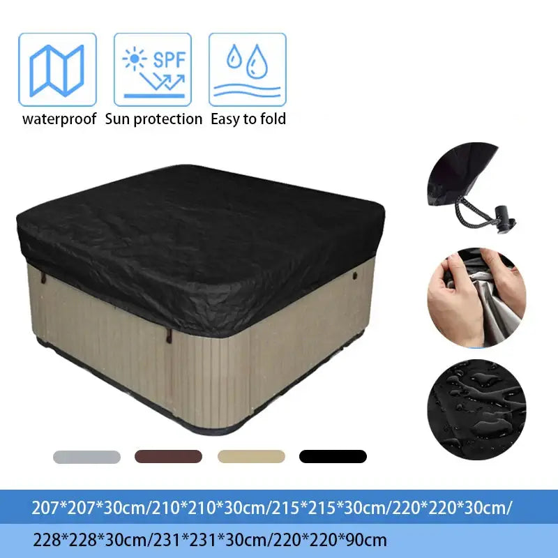 Square Hot Tub Cover – Waterproof Anti-UV Protector for Outdoor Spa (4 colours available) - SS